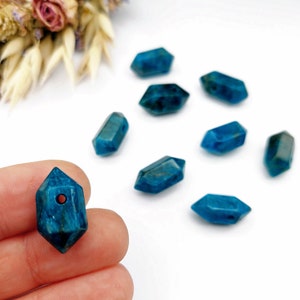 Cristal d&#39;apatite naturelle de 20 mm, quartz à double terminaison, pointes de cristal percées de 20 mm, baguette en cristal naturel, cristaux de guérison