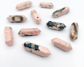 Rhodonite Double Terminated Crystal Point: Top Drilled Gemstone Wand