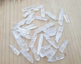 Slender Matte White Quartz Points LOT, Small Quartz Crystal Points, Drilled Crystal Points, Natural Stick Beads, LOT