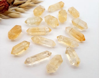 Citrine naturelle 15-30 mm Cristal à double terminaison, pointes de cristal percées, cristaux de guérison baguette en cristal naturel