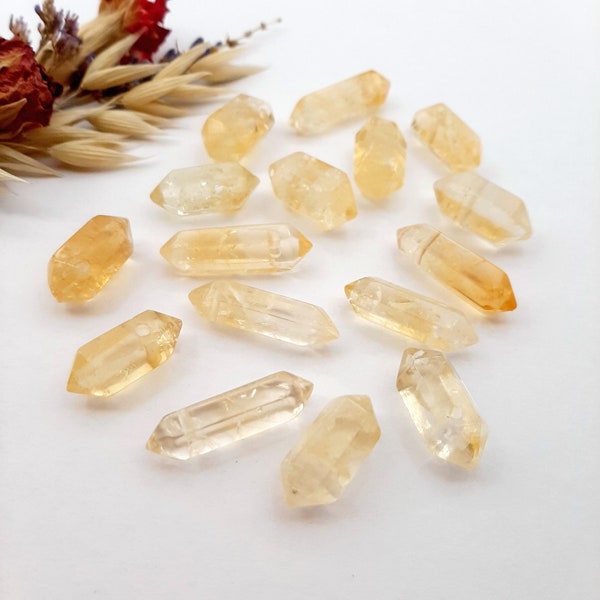 Natural Citrine 15-30mm Double Terminated Crystal Top Drilled Crystal Points Natural Crystal Wand Healing Crystals