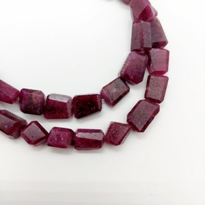 Ruby Step Cut Nuggets, Faceted Ruby Nugget Beads, Irregular Natural Ruby Gemstone, Center Drilled Beads 画像 4