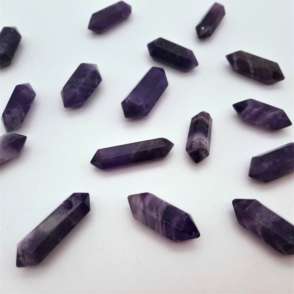 Natural Amethyst Crystal, Double Terminated Quartz, Top Drilled Crystal Points, Natural Crystal Wand, Healing Crystals