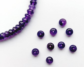 Amethyst Rondelle Beads, Smooth 6mm Amethyst Rondelle, Natural Purple Amethyst Beads