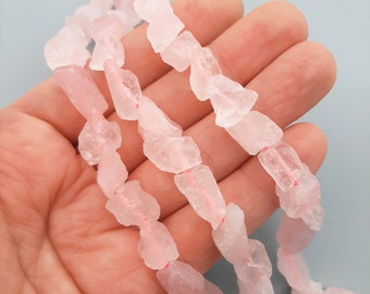 Raw Rose Quartz Beads: Natural Crystal Nuggets, Center Drilled