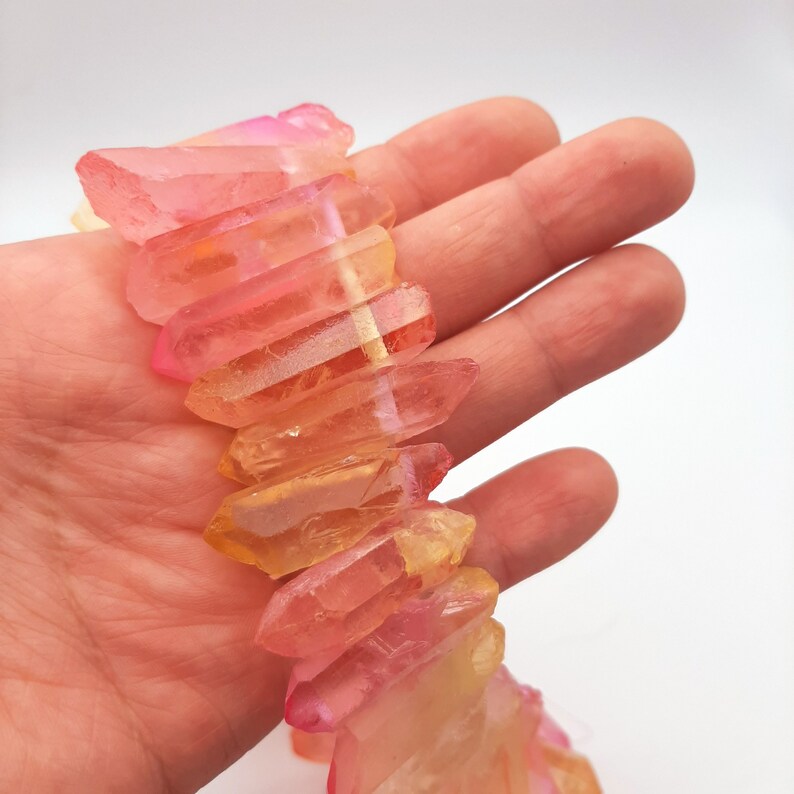 Orange and Pink Raw Quartz Crystal Top Drilled Crystal Etsy