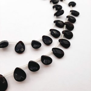 10x14mm/12x16mm Black Onyx Briolette Beads, Faceted Drops, Natural Gemstone Teardrop Beads, Gemstone Briolettes