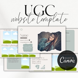 UGC Portfolio Template, Canva Website for UGC Content Creator, Customizable Editable Portfolio, User Generated Content Media Kit Contract
