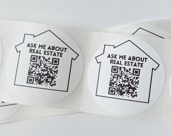 Real Estate Stickers Realtor Qr Code Sticker Circle Label Custom Qr Code Sticker for Realtors Marketing Stickers Ask Me About Real Estate