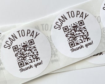 Custom QR Code Scan to Pay Stickers - Small Business Labels