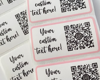 Custom QR Code Stickers, Personalized Text, Social Media Labels