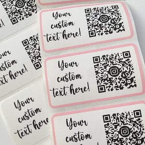Custom QR Code Stickers Instagram Qr Code Labels Custom Text Facebook Qr Code Thank You Stickers Pink Qr Code Custom Sticker Small Business
