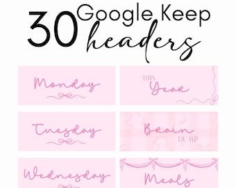 Google Notizen Headers, Pink Bow Coquette Planner Bilder (Digitaler Download)