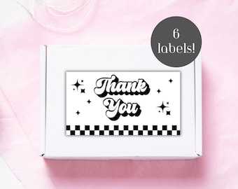 Thermo-Etikettenvorlage PNG Digitaler Aufkleber Retro-Etikett Verpackung für kleine Unternehmen Thermodruckeretikett Danke Aufkleber Bestelletikett