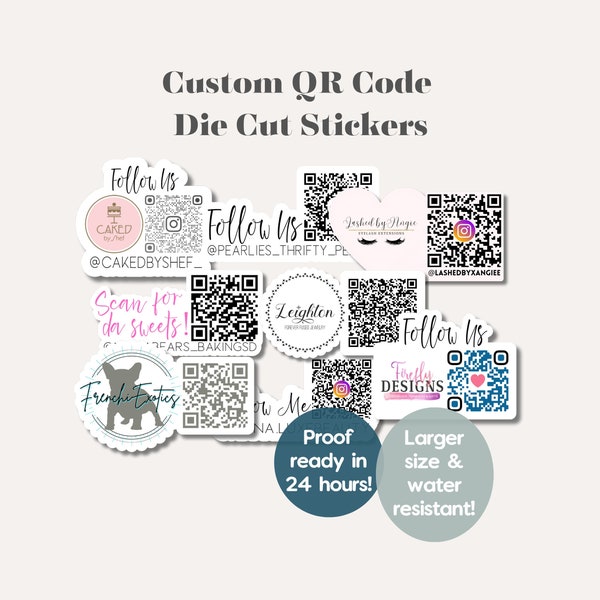 Custom QR Code Sticker Die Cut Small Business Packaging Supplies Logo Scan Me Social Media Vinyl Sticker Waterproof Laminated Glossy