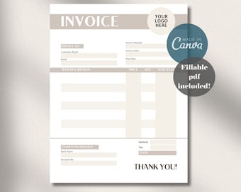 Small Business Rechnungsvorlage Canva Bearbeitbares Bestellformular Pdf Printable Digital Download für Geschäftsinhaber