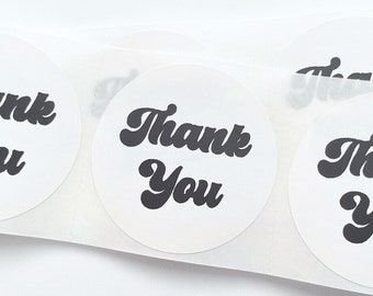 Circle Thank You Sticker Thermal Label Retro Thank You Round Sticker for Packages Wedding Thank You Cards Baby Shower Thank You Labels