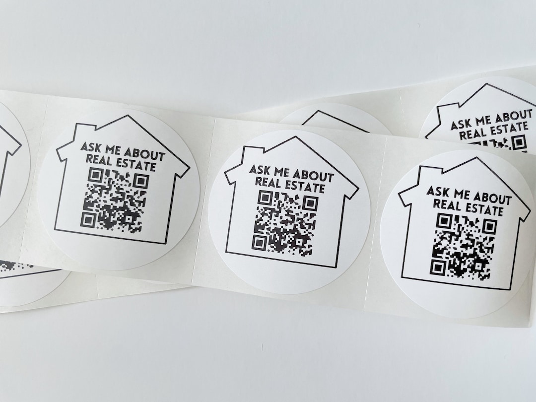 Real Estate Stickers Realtor Qr Code Sticker Circle Label Custom Qr