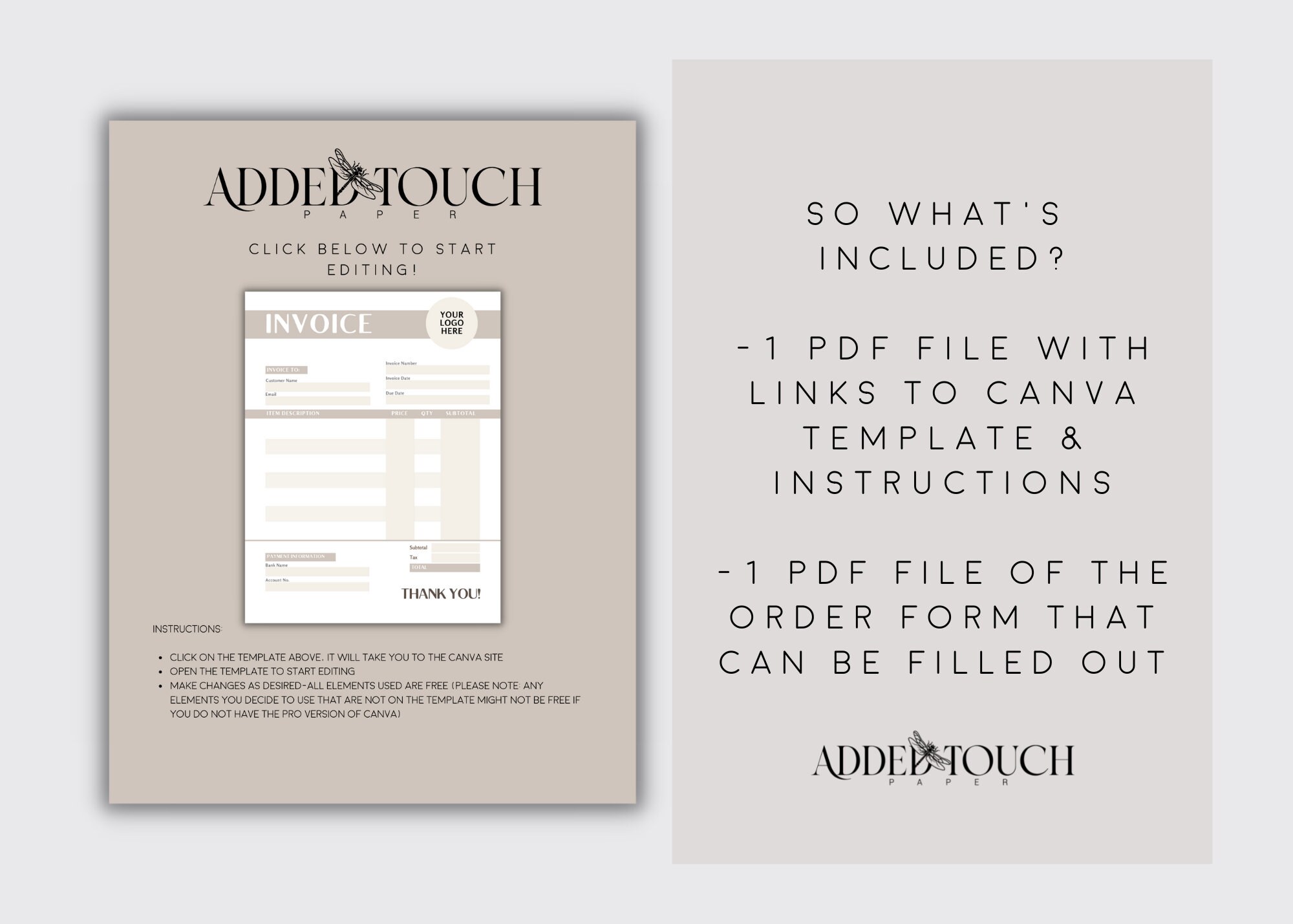 Small Business Invoice Template Canva Editable Order Form Pdf Printable ...