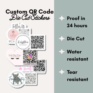 Custom QR Code Sticker Die Cut Small Business Packaging Supplies Logo Scan Me Social Media Vinyl Sticker Waterproof Laminated Glossy