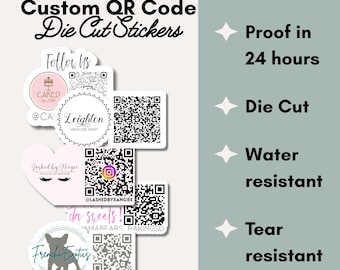 Benutzerdefinierter QR-Code-Aufkleber Die Cut Small Business Verpackung Zubehör Logo Scan Me Social Media Vinyl Aufkleber Wasserdicht laminiert glänzend