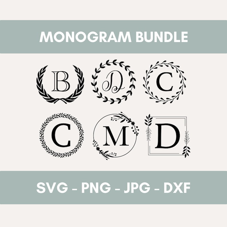 Monogram SVG Alphabet Fancy Monogram Font Alphabet Monogram SVG Cut File for Cricut Digital Download Square Monogram Alphabet Bundle image 1