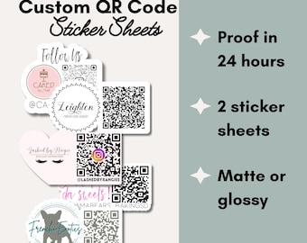 QR Code Thank You Stickers for Small Business, QR Code Sticker with Logo, Small Business Sticker Sheets, Business Packaging Supplies