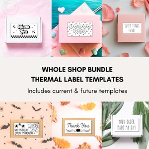 Thermal Label Template Bundle PNG Thermal Digital Sticker 4x6 Label Small Business Packaging Supplies Thank You Order Sticker Template
