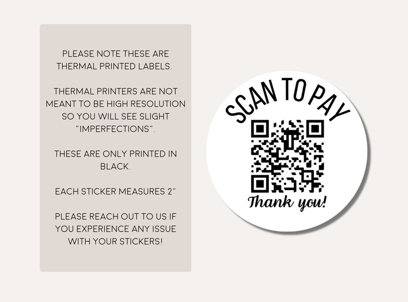 Qr Code Sticker Bulk Custom Qr Code Label Bulk Venmo Scan to Pay Thank ...