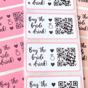 Venmo Sticker Cashapp Sticker Bachelorette Party Buy the Bride A Drink Bride Sticker Qr Code Venmo Sticker for Drink Bachelorette Favor Pink