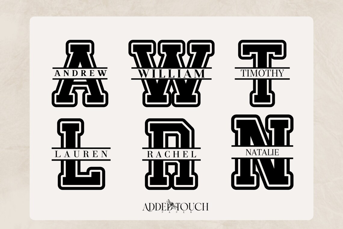 Monogram Alphabet SVG Digital Monogram Varsity Letter Engraving Cut ...