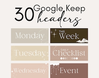 Google Notizen Header für den Alltag Celestial Google Notizen Planer Header für Studenten Boho Minimalistisch Google Reminders Headers PNG