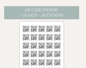 May include: A sheet of 30 white, 1.25 inch QR code stickers.