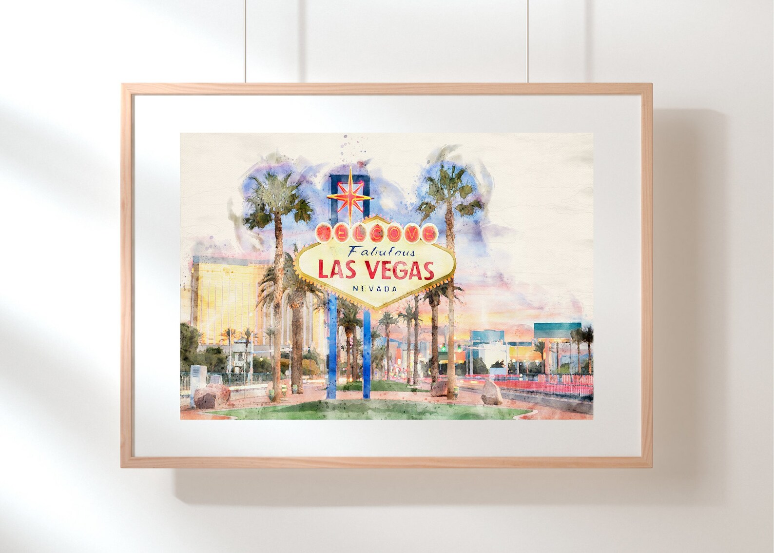 Welcome to Las Vegas Watercolor Print Las Vegas Wall Art - Etsy