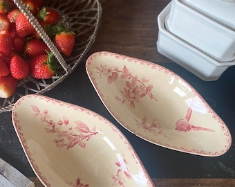 Piatto da antipasto Diamond Sharpe del XIX secolo Sarreguemines Favorit Raviers (motivo uccello, fiore, ape) (1-2 persone)