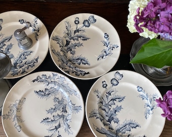 19ème siècle Longchamp Chandon Assiette Plate 1-4/19th Century Longchamp Diner Plate Thistle Pattern 1-4