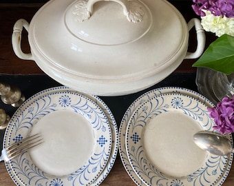 19th century Creil and Montereau Duphot Dinner Plate Geometric Pattern 1-5