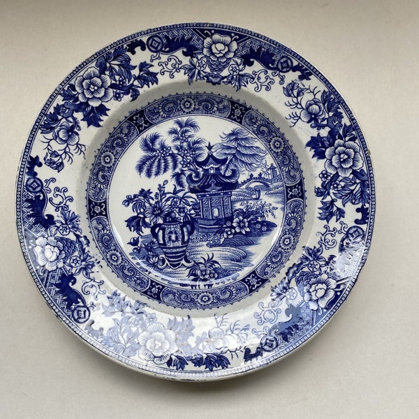 mi 19ème siècle Creil et Montereau Leboeuf et Millier Assiette Soupe Motif Chinoiserie /mid 19th Century Antique Soupe Plate Chinese Style