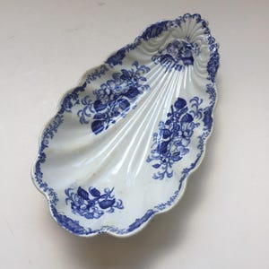 19世紀 トマサン フレール ラヴィエ コキーユ 花柄 ブルー 1-3/19世紀 前菜貝皿 花柄 ブルー 1-3