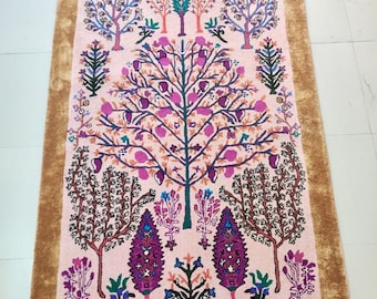 5feetx8feet Custom Wool Rug-Floral Print Handmade Rug-Oriental Design Rug-Hand tufted Rug-Wool Carpet-Hand Woven Rug-Pink Purple Brown Rug