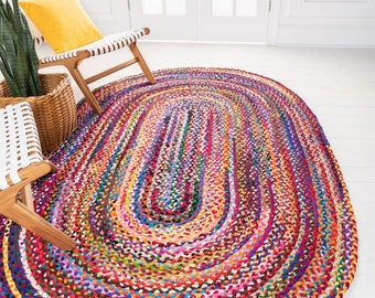 Rugs- Multicolour Floor Rug- Hand Made Natural Jute Rug-Bohemian Rug-Chindi Rug-Yoga Meditation Rugs-Eco friendly Rugs- Handmade-Room Decor