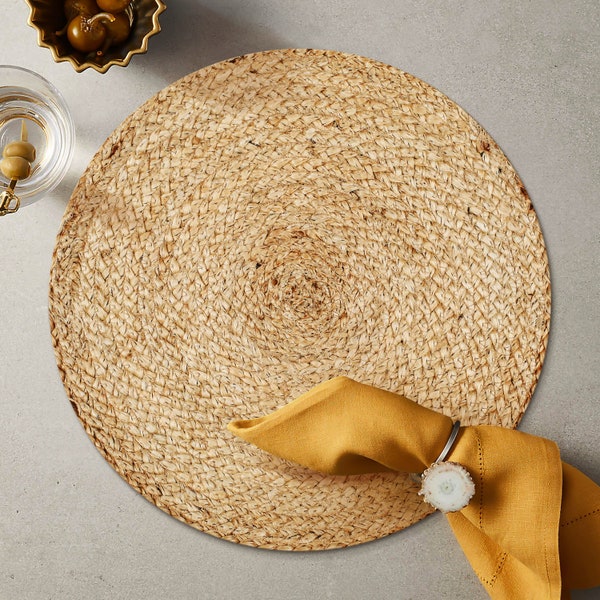 Jute placemats-Jute table runner- Dining table mat-Coastal table mat- Jute rope placemat-Rattan Placemat-Wicker placemat-Rattan decor