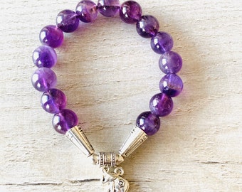 Amethyst Bracelet-Mothers day- Gifts for Her-Genuine Amethyst Beads-Spiritual gifts-Meditation-Stretch-Reiki Zen-Gift for her-Friend Gift
