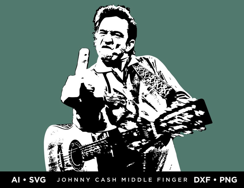 Johnny Cash Middle Finger Etsy
