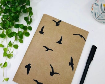 Birds Lino print Notebook * Journal * Sketchbook * hand printed * A5