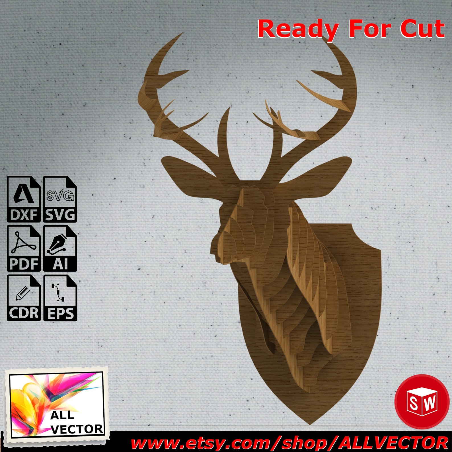 Deer Head 3D Wall Decor Laser Cut CNC Cutting CNC Router Etsy