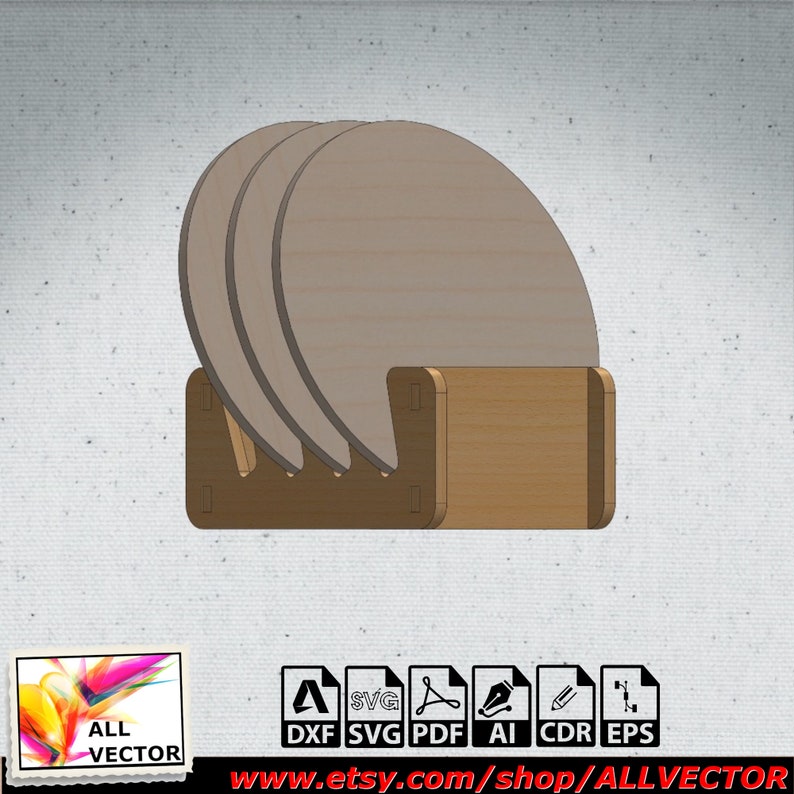 Coaster Holder Stand Laser Cut Engraving Svg Dxf CNC Etsy