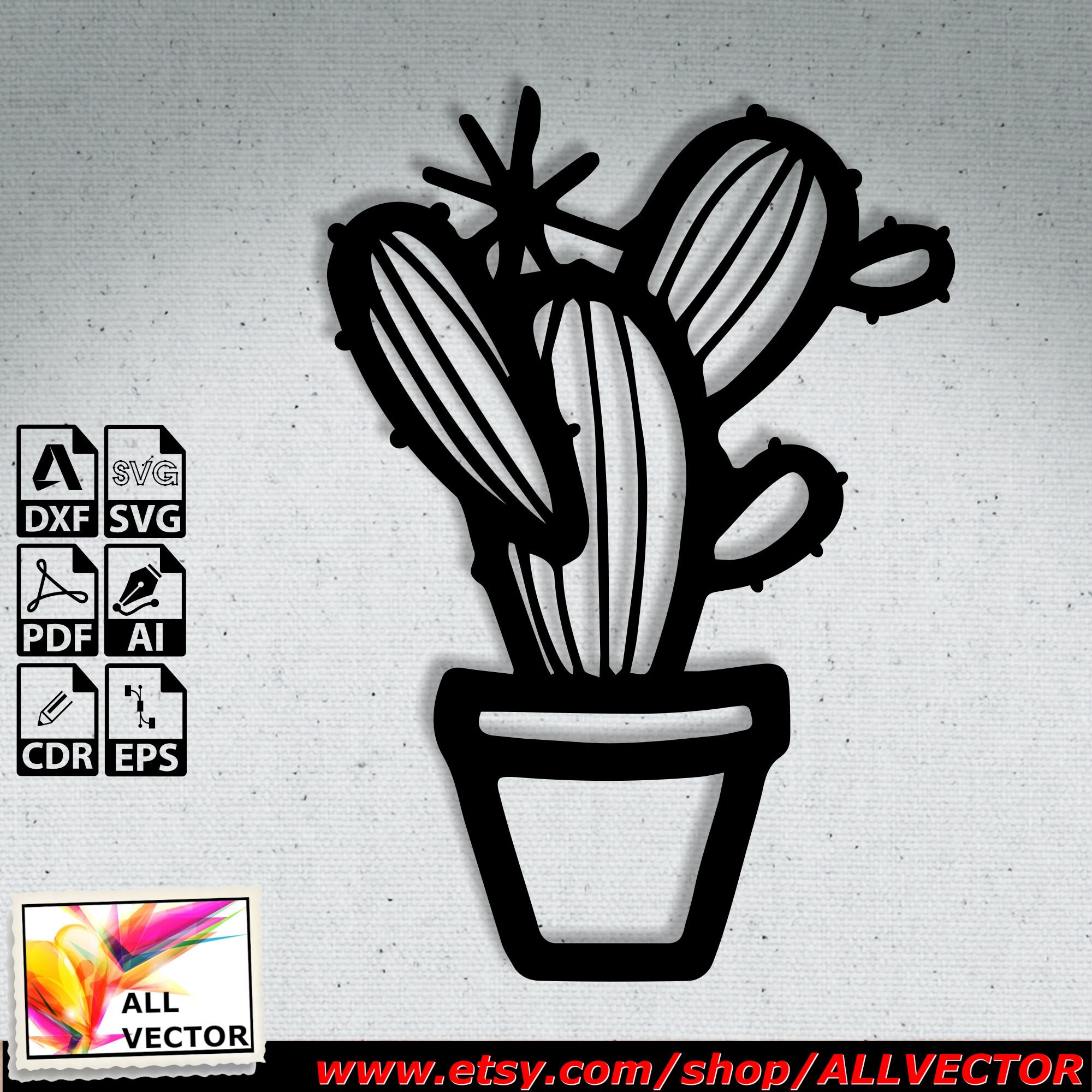 Laser Cut Wooden Cactus Laser Cut Files SVG DXF CDR Files