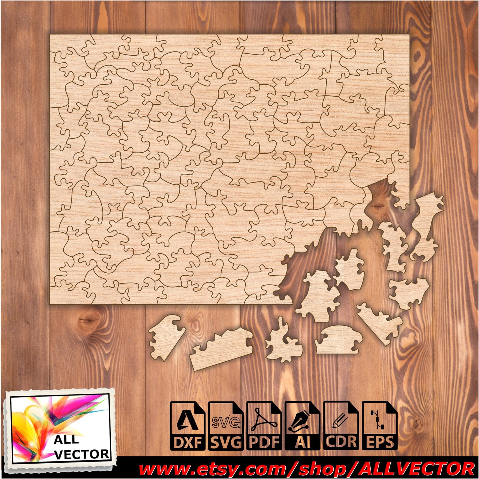 Victorian Irregular Wooden Puzzle Jigsaw Template 99pcs Toy Etsy