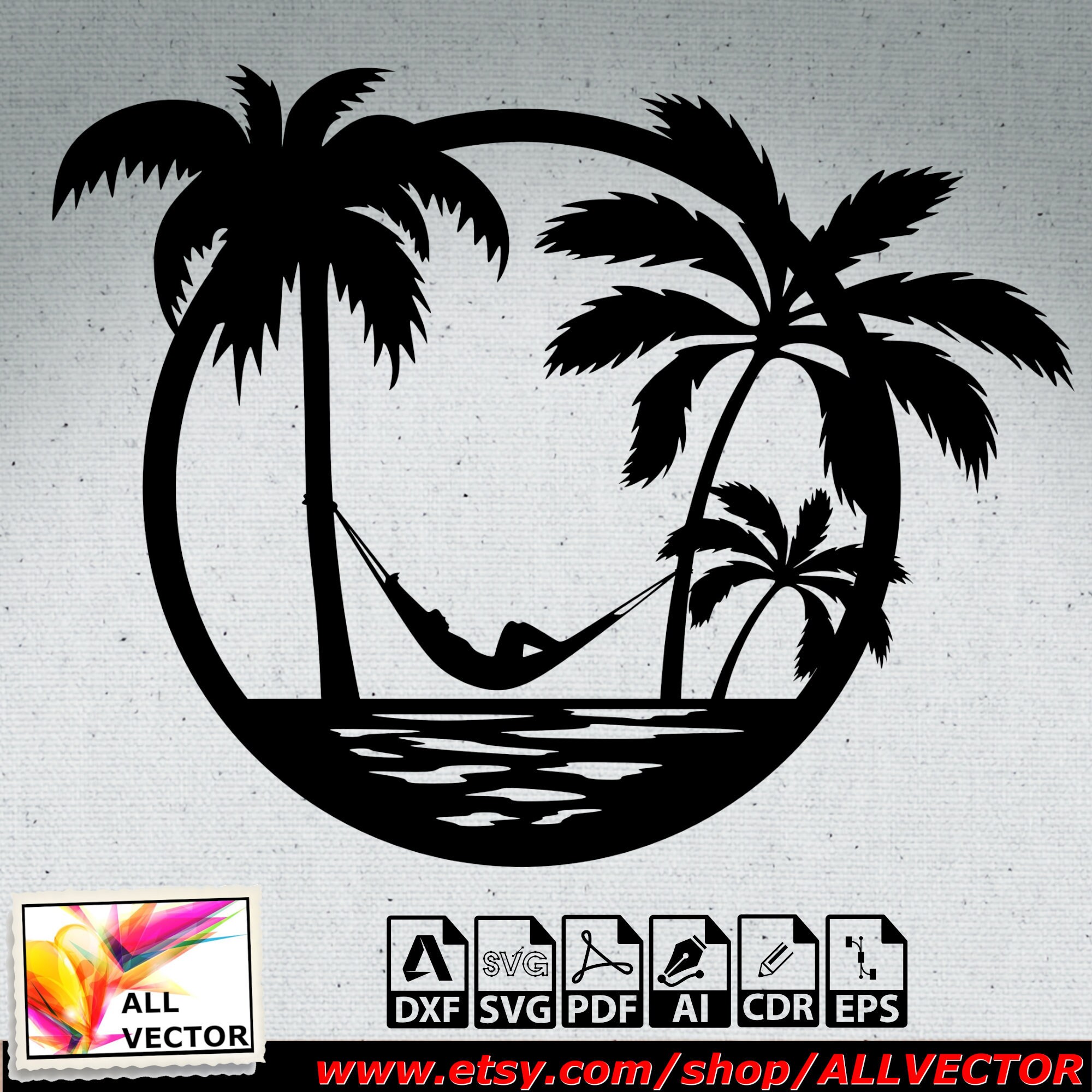 Beach Palm laser cut svg dxf files wall art sticker engraving Etsy